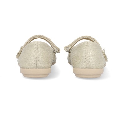 Sapatilhas femininas bege claro com tiras de velcro, vista traseira