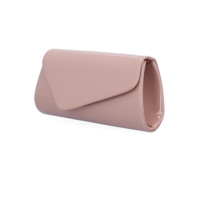 Mala tipo clutch rosa claro brilhante