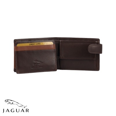 Carteira masculina em pele castanha com porta-cartões removível e fecho de aba