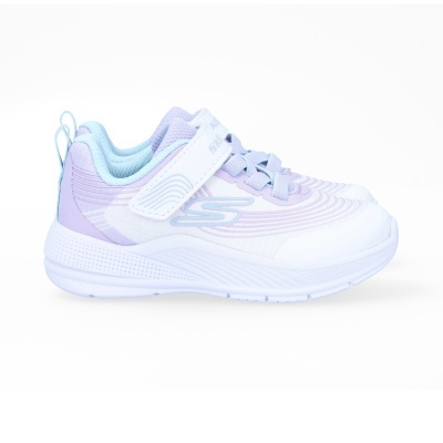 Tênis desportivo infantil branco com detalhes lilás e azul claro