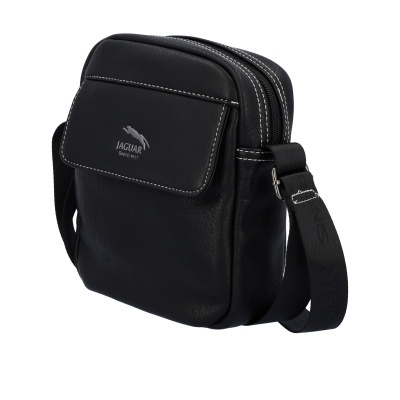 Bolsa preta de ombro em pele sintética com logo JAGUAR na frente