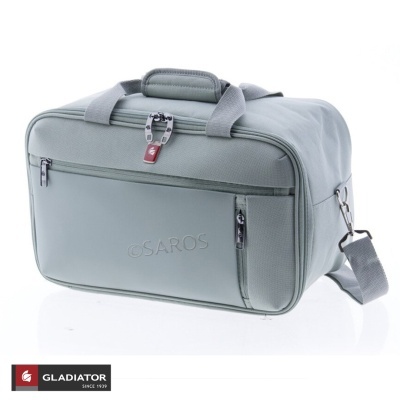 Mala de viagem cinzenta da marca GLADIATOR com bolso frontal e alça ajustável