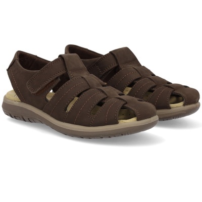 Sandálias masculinas castanhas com fecho de velcro