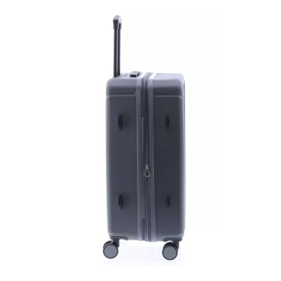 Mala de viagem rígida preta com rodas e pega extensível