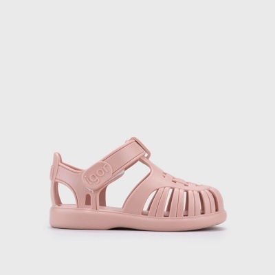 Sandália infantil rosa de tiras com velcro igor