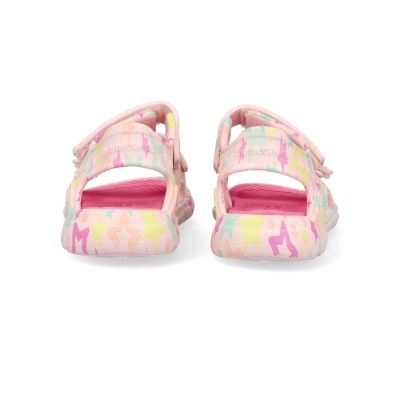 Sandálias infantis rosas coloridas vista traseira