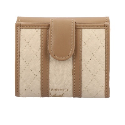 Carteira Calvin Klein bege e castanha clara com fecho de aba