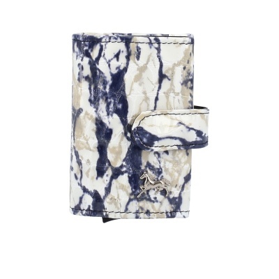 Carteira marmoreada azul e bege com fecho