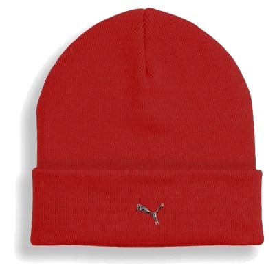 Gorro vermelho de malha com logo Puma metálico