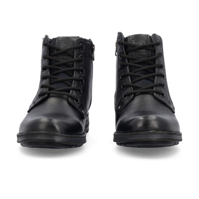 Botas pretas de couro para homem com atacadores e zíper lateral