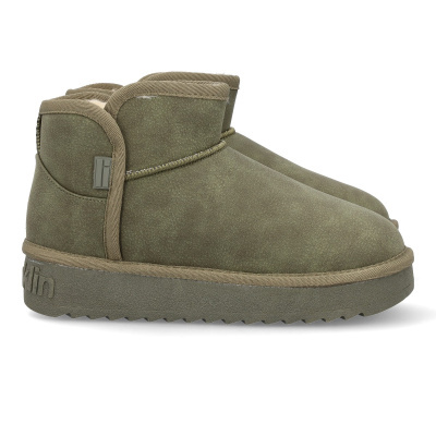 Botas tipo pantufa masculinas verdes musgo com sola antiderrapante e logótipo