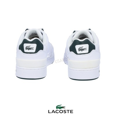 Ténis Lacoste brancos com detalhe verde e logotipo de crocodilo atrás