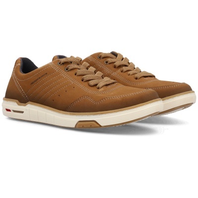 Sapatos casuais masculinos castanhos com atacadores e sola branca