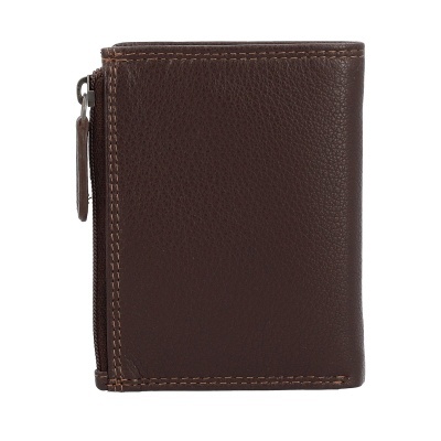 Carteira masculina de couro marrom escuro com fecho lateral