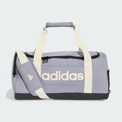 Mala desportiva Adidas cinzenta com alças creme e logótipo branco