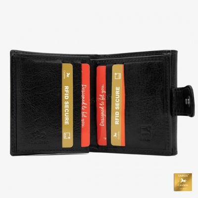 Carteira preta em pele aberta com cartões RFID Secure e Designed to be you