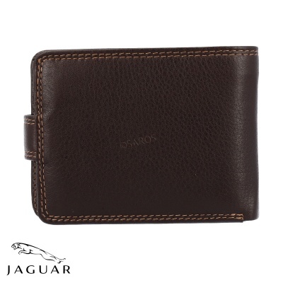 Carteira masculina de couro castanho escuro com costura castanho claro