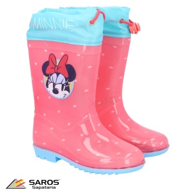 Botas de chuva para crianças com imagem da Minnie Mouse, cor-de-rosa e azul