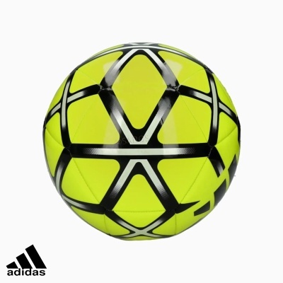 Bola de futebol Adidas amarela com padrão preto e branco