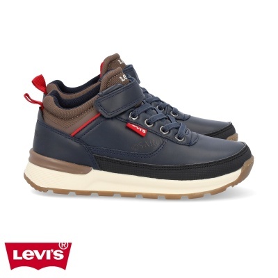 Ténis de criança Levi's azul e castanho com fecho velcro e atacadores