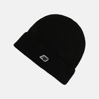 Gorro preto de malha com logótipo New Balance branco