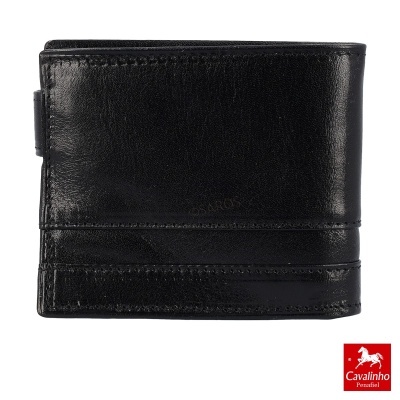 Carteira preta de pele com logótipo Cavalinho Vermelho