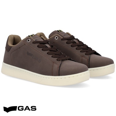 Sapatilhas castanho escuro Gas com sola branca e atacadores castanhos
