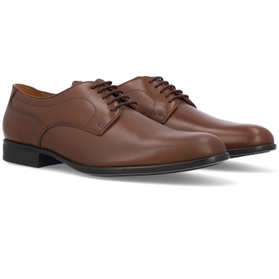 Sapatos masculinos formais castanhos de couro com atacadores