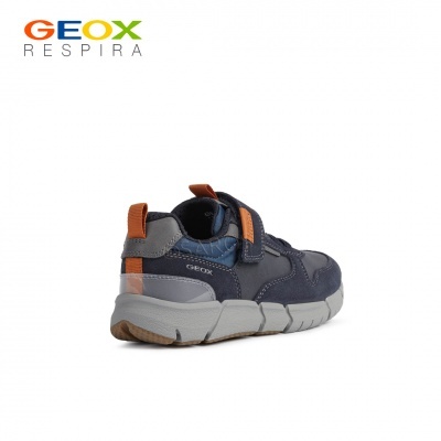 Ténis infantis azul escuro e cinzento GEOX RESPIRA com sola espessa