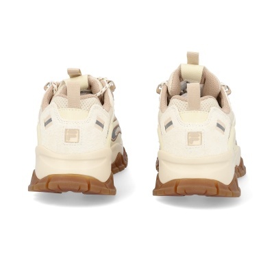 Par de sapatilhas desportivas Fila creme com sola castanha e detalhes bege