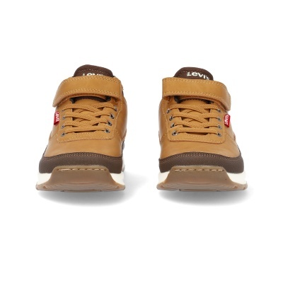 Sapatilhas Levi's castanho claro e escuro com velcro e atacadores