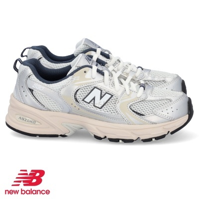 Sapatilhas desportivas New Balance cinza, bege e azul escuro