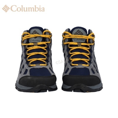 Botas de caminhada Columbia cinzentas com atacadores amarelos