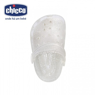 Sandália transparente com brilho prateado para criança da Chicco