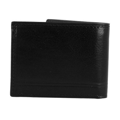 Carteira masculina preta em couro com textura lisa