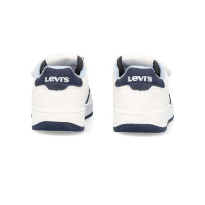 Par de sapatilhas brancas Levi's com detalhes azuis escuros