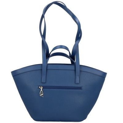 Mala azul com alças e bolso exterior