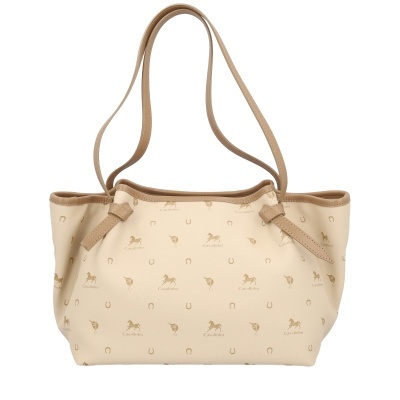 Mala bege Cavalinho com padrão e alças castanhas