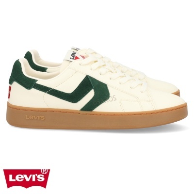 Ténis Levi's branco com detalhes verdes e sola castanha