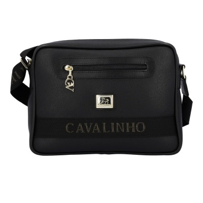 Mala tiracolo preta com logótipo Cavalinho