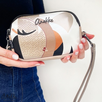 Mala de mão pequena Anekke com design abstrato e detalhes em pedras douradas