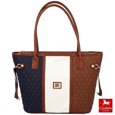 Mala de mão tricolor em pele sintética acolchoada com logótipo Cavalinho Penafiel