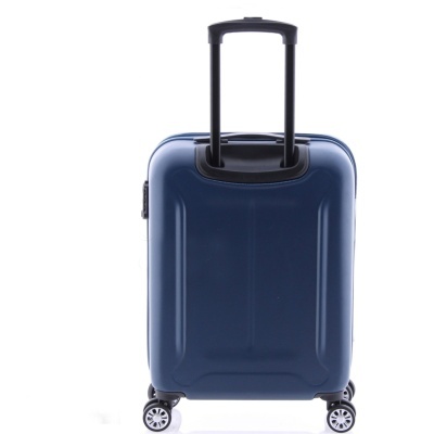 Mala de viagem rígida azul escuro com rodas e pega extensível