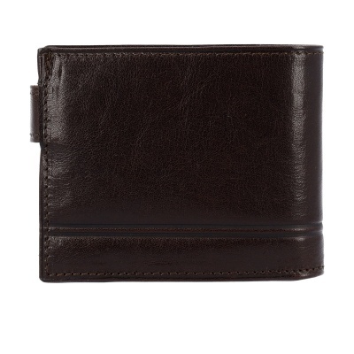 Carteira masculina castanha em pele sintética com textura lisa brilhante