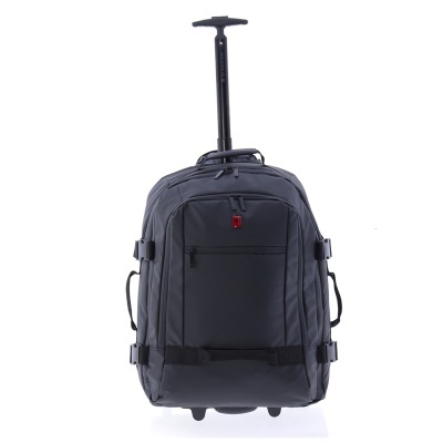 Mala de viagem preta com alça extensível e rodas