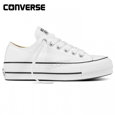 Ténis Converse All Star brancos com sola grossa e detalhes em preto