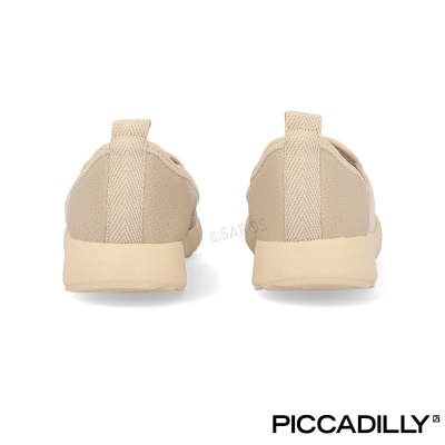 Par de sapatilhas bege com sola grossa e logo PICCADILLY