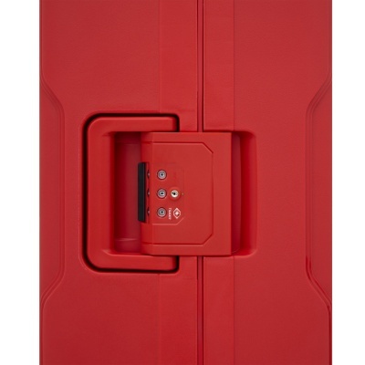 Mala de viagem rígida vermelha com pega e cadeado TSA integrado