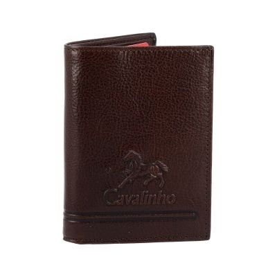 Carteira masculina em pele castanha com logótipo Cavalinho e figura de cavalo