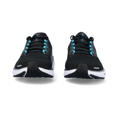 Sapatilhas desportivas pretas com detalhes azuis e sola branca